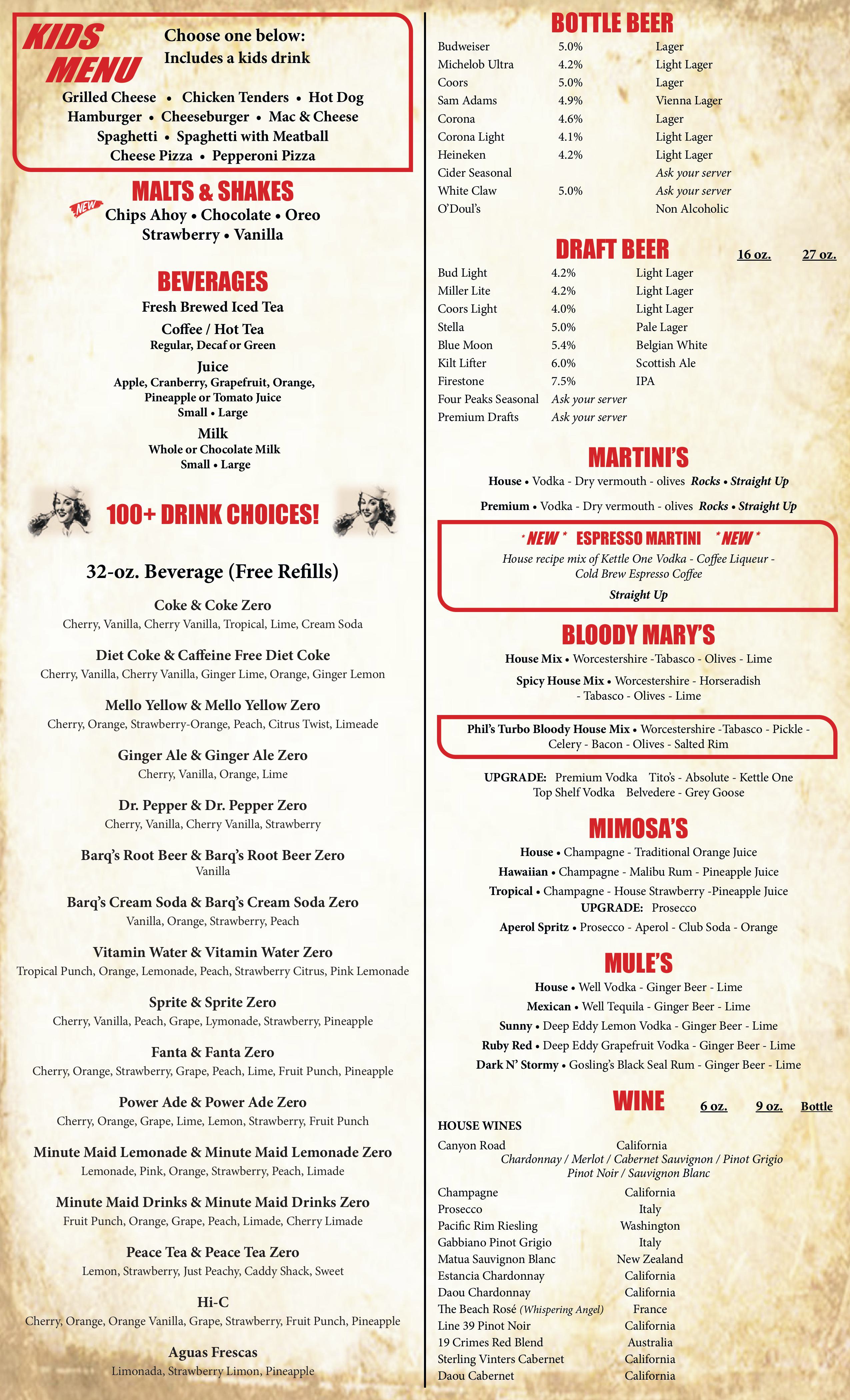 beverages menu